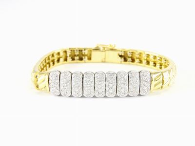 Bracciale in Oro Giallo e Bianco con Diamanti