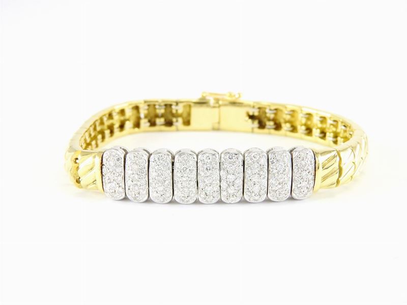 Bracciale in Oro Giallo e Bianco con Diamanti