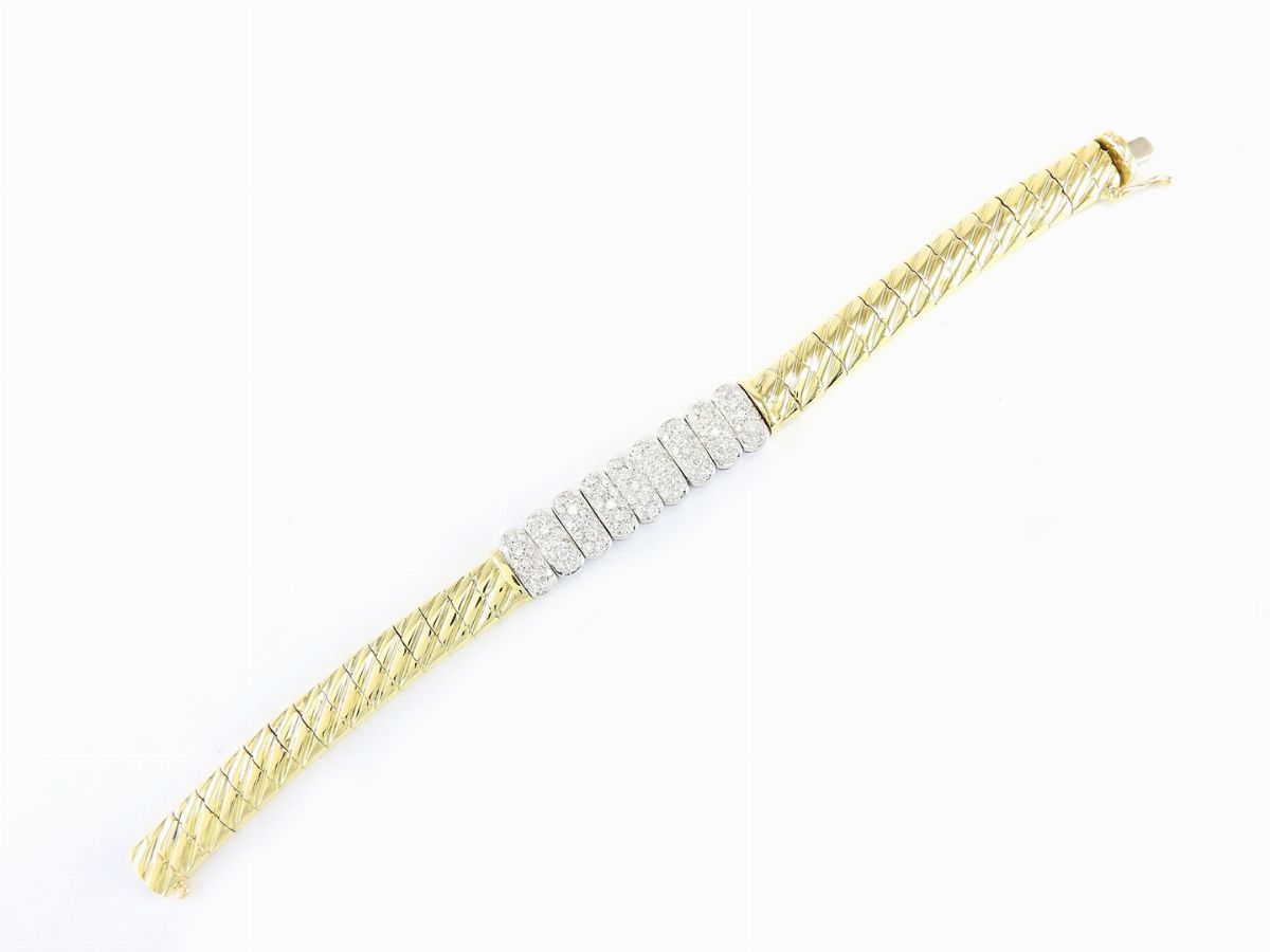 Bracciale in Oro Giallo e Bianco con Diamanti