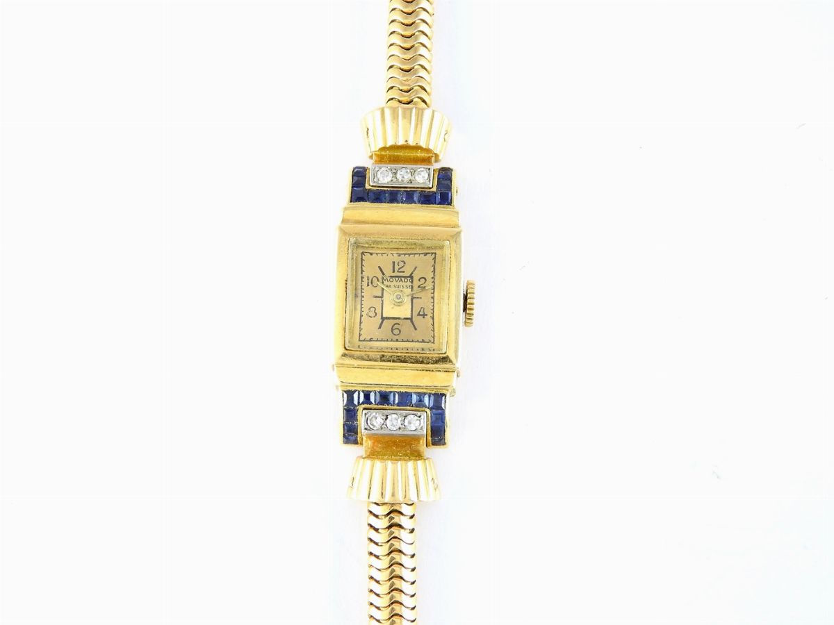 Orologio da Polso per Donna Movado in Oro Giallo, Diamanti e Zaffiri
