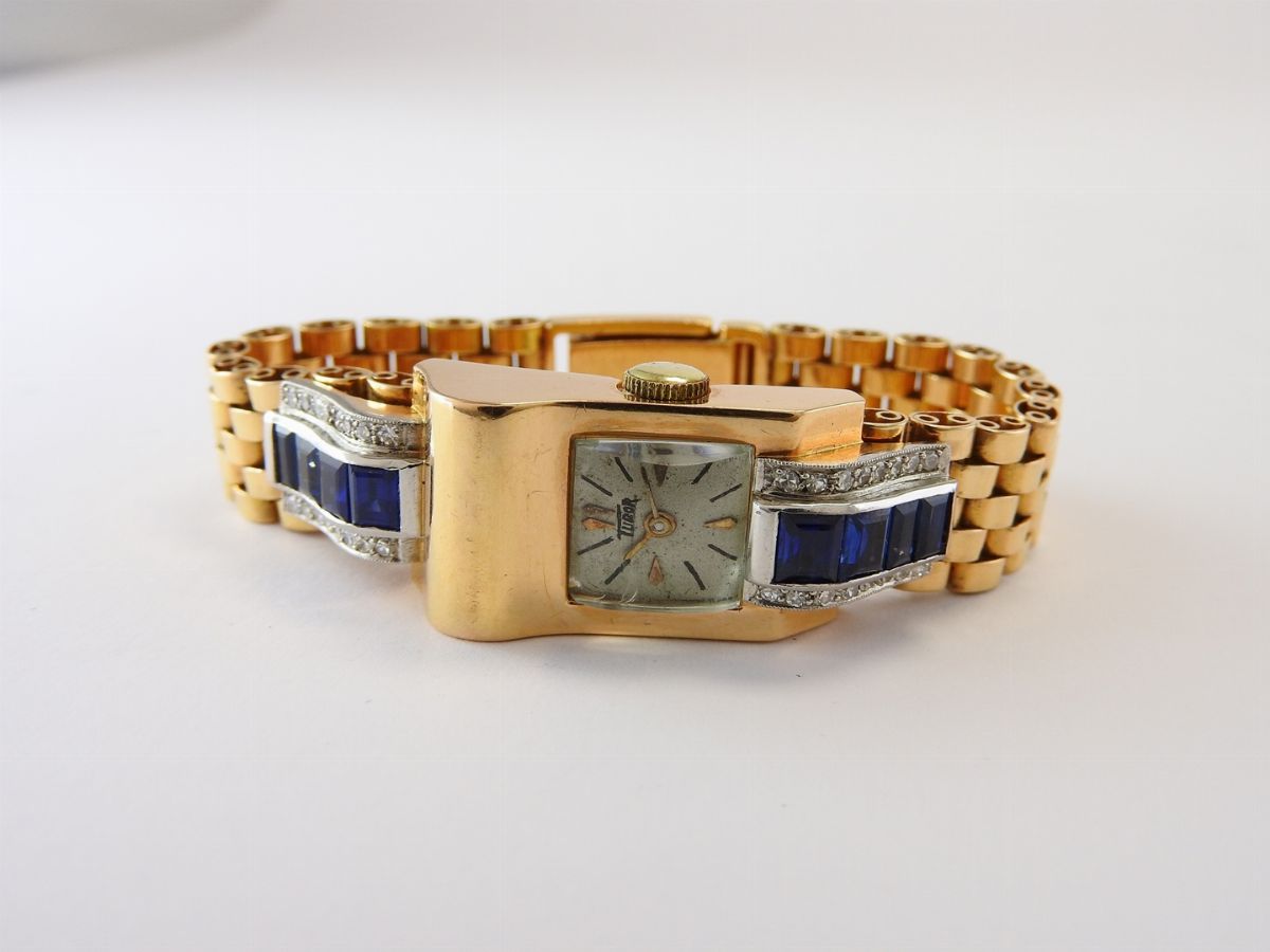 Orologio da Polso per Donna Movado in Oro Giallo, Diamanti e Zaffiri