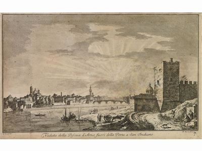 Veduta della Pescaia D'arno Fuori della Porta a San Frediano da Giuseppe Zocchi
