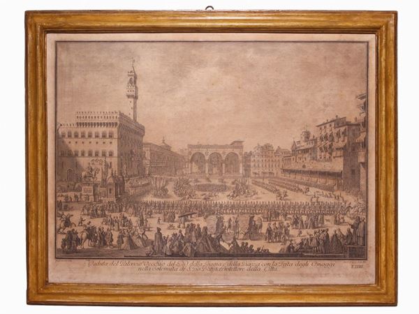 Carlo Gregori : View of Florence After Giuseppe Zocchi  ((1719-1759))  - Auction Furniture, Silver and Curiosities from a Roman House - I - Maison Bibelot - Casa d'Aste Firenze - Milano