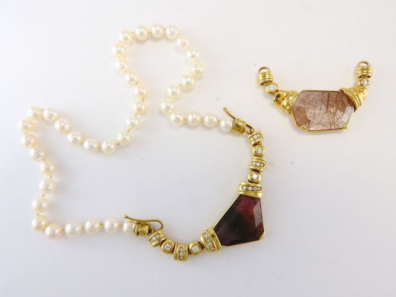 Collana di Perle Coltivate Akoya con Centri Intercambiabili