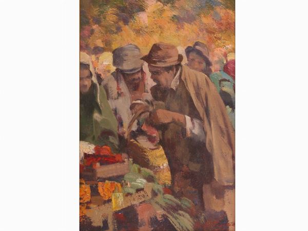 Giulio Da Vicchio : At The Local Market (Study for The Painting)  ((1925-2004))  - Auction Modern and Contemporary Art - II - Maison Bibelot - Casa d'Aste Firenze - Milano