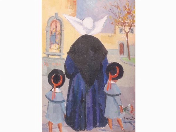 Rodolfo Marma : Nun and Two Girls 1962  ((1923-1999))  - Auction Modern and Contemporary Art - II - Maison Bibelot - Casa d'Aste Firenze - Milano