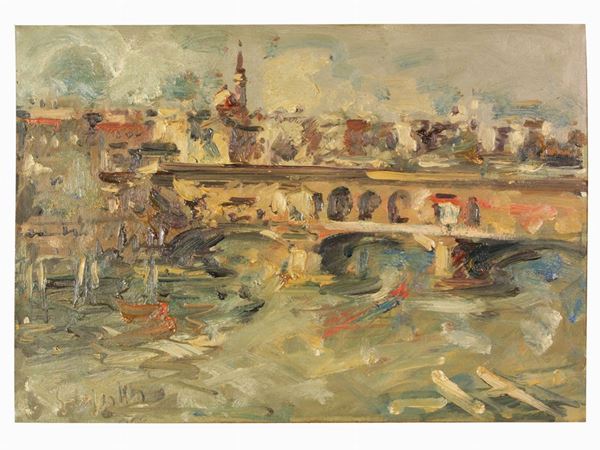 Emanuele Cappello : View of Ponte Vecchio in Florence  - Auction Modern and Contemporary Art - II - Maison Bibelot - Casa d'Aste Firenze - Milano