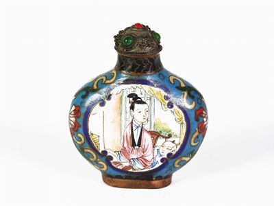 Snuff Bottle in Smalto Cloisonné