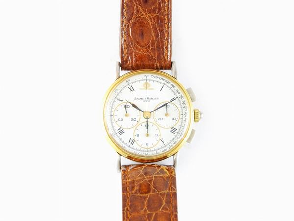Yellow gold and stainless steel Baume & Mercier gentlemen wrist chronograph