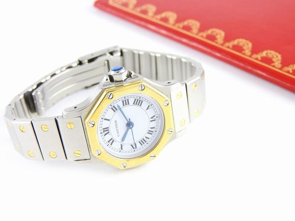 Stainless steel and yellow gold Cartier ladies wristwatch