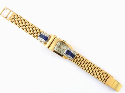 Orologio da Polso per Donna Tudor in Oro Giallo e Bianco, Diamanti e Zaffiri