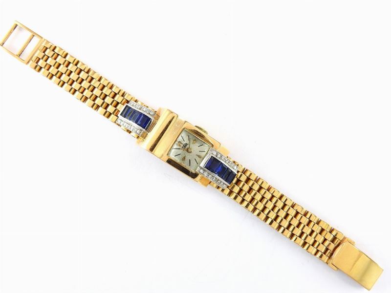 Orologio da Polso per Donna Tudor in Oro Giallo e Bianco, Diamanti e Zaffiri