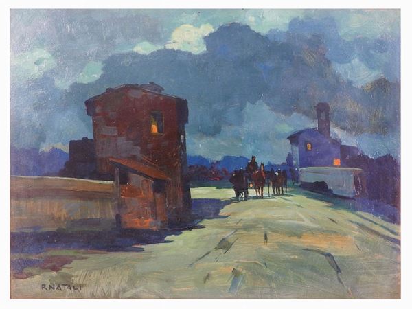 Renato Natali : View of a Street with Carriage  ((1883-1979))  - Auction Modern and Contemporary Art - II - Maison Bibelot - Casa d'Aste Firenze - Milano
