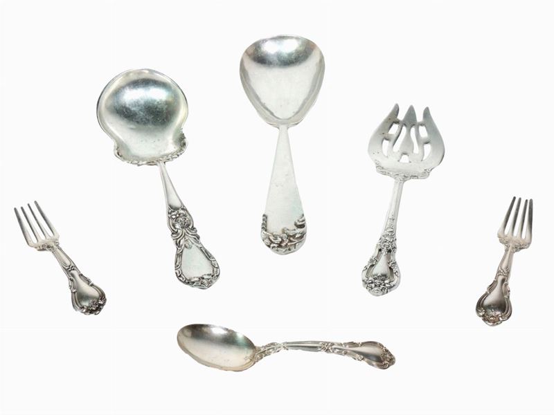 Lotto di Posate in Argento Sterling e Metallo Argentato