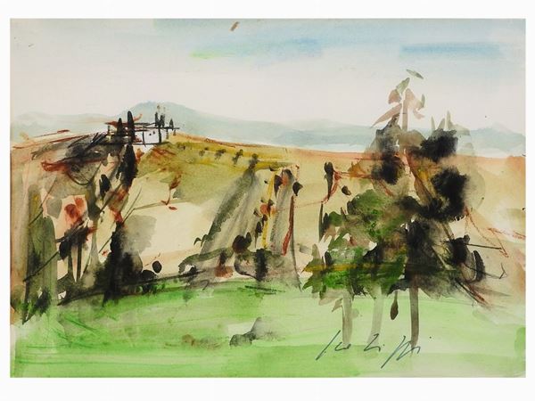 Sergio Scatizzi : Tuscan Landscape  ((1918-2009))  - Auction Modern and Contemporary Art - II - Maison Bibelot - Casa d'Aste Firenze - Milano