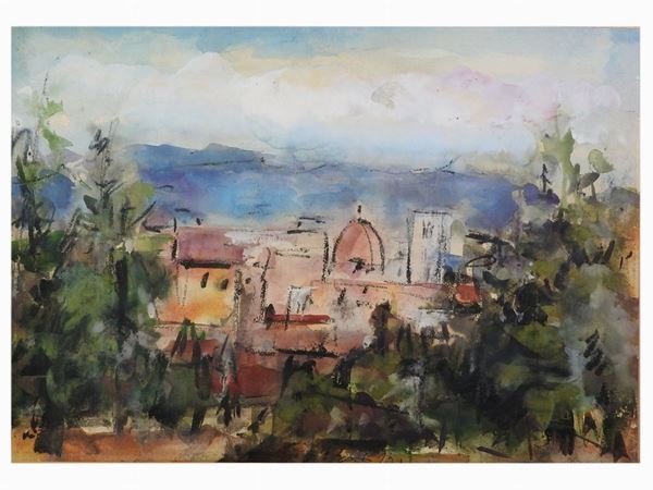 Sergio Scatizzi : View of Florence  ((1918-2009))  - Auction Modern and Contemporary Art - II - Maison Bibelot - Casa d'Aste Firenze - Milano