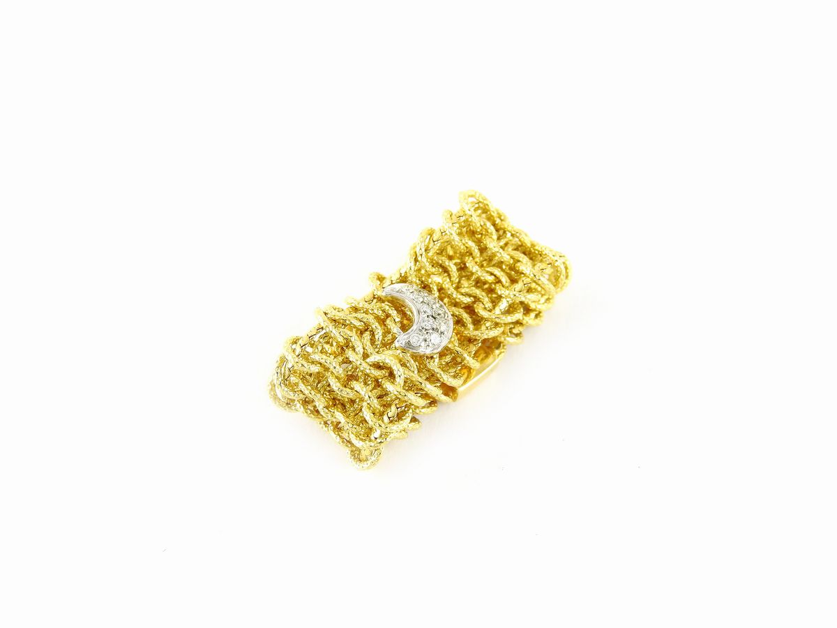 Anello in Oro Giallo e Bianco con Diamanti