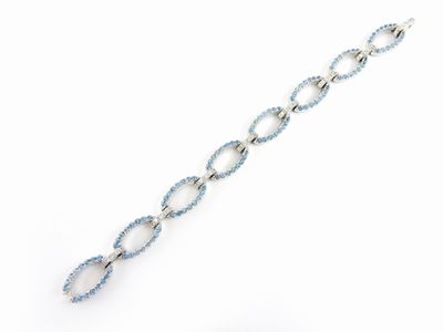 Bracciale in Oro Bianco, Diamanti e Topazi Azzurri