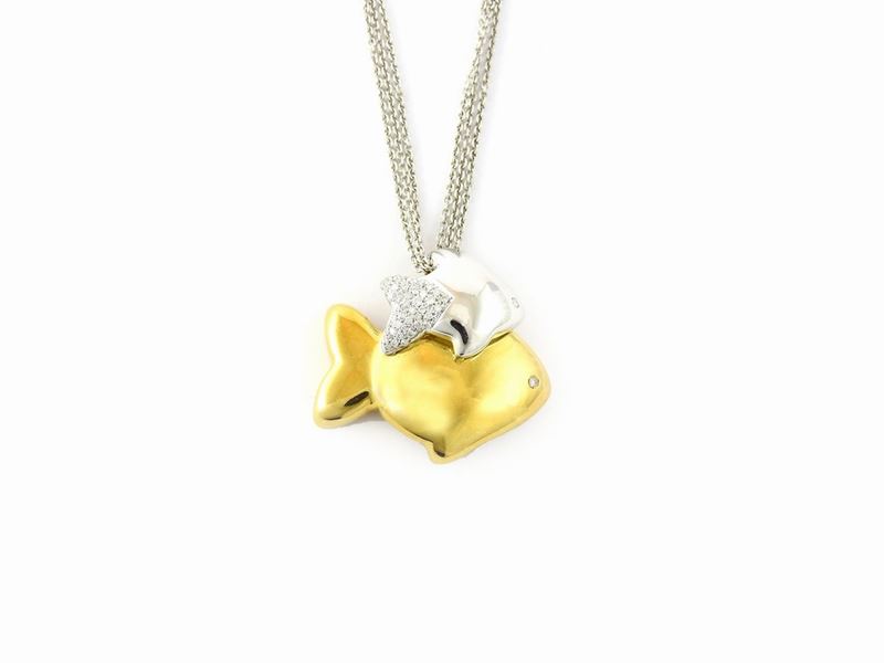 Girocollo in Oro Bianco e Giallo con Diamanti