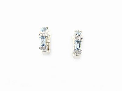 Orecchini in Oro Bianco, Diamanti e Acquemarine
