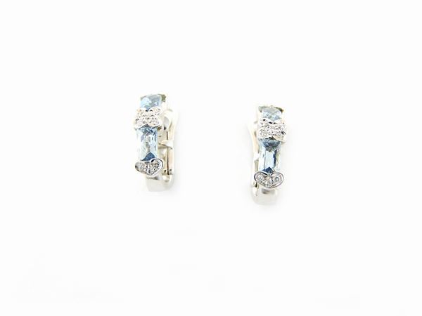 White gold earrings with diamonds and aquamarines  - Auction Jewels - Maison Bibelot - Casa d'Aste Firenze - Milano
