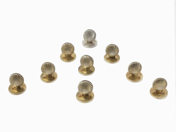 Serie di otto segnaposto in argento sterling dorato  (Tiffany & Co., New York)  - Asta Arredi, argenteria e curiosità da una casa romana - I - Maison Bibelot - Casa d'Aste Firenze - Milano