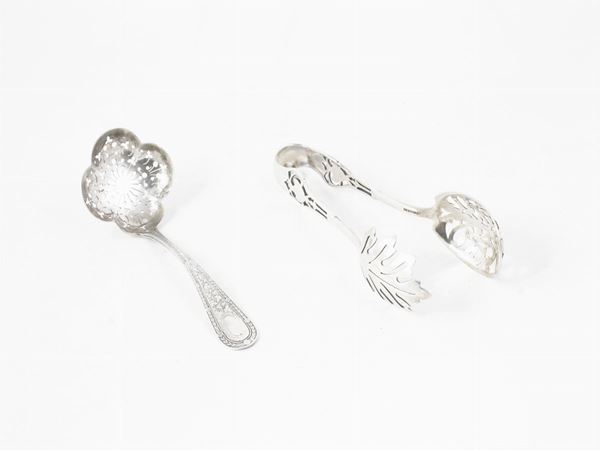 A Sterling Silver Serving Tong and a Spoon
