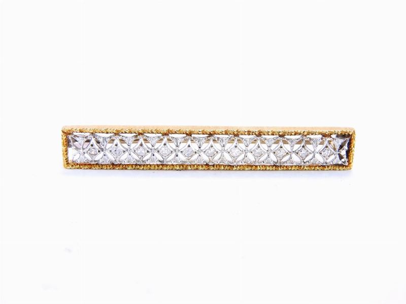 Spilla in Oro Giallo e Bianco con Diamanti