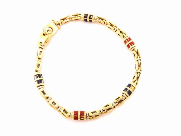 Yellow gold LE.GI gentlemen bracelet with multicoloured enamels