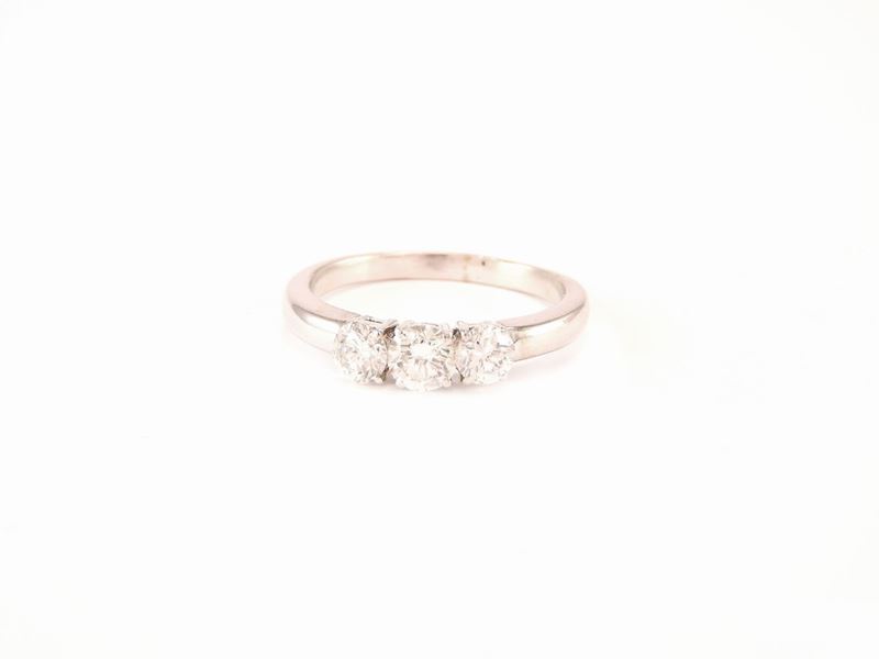 Anello Trilogy in Oro Bianco e Diamanti