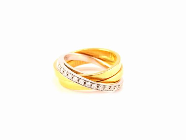 White and yellow gold Alfieri & St. John modular ring with diamonds