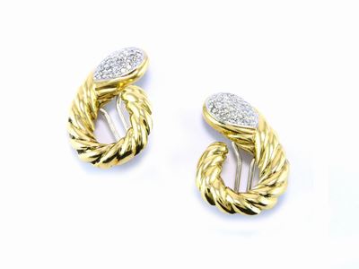 Orecchini in Oro Giallo e Bianco con Diamanti