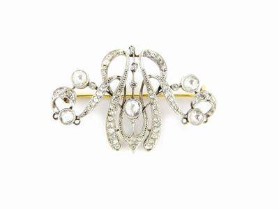 Spilla in Oro Giallo e Bianco con Diamanti