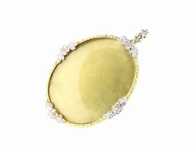 Pendente Portaritratti in Oro Giallo e Bianco con Diamanti