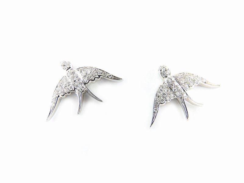 Orecchini Animalier in Oro Bianco e Diamanti