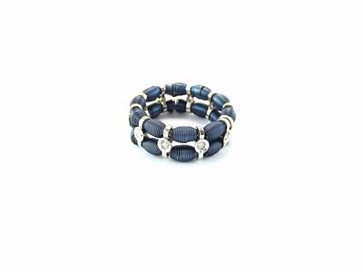 Anello Elastico Jarretière in Oro Bianco, Acciaio e Diamanti