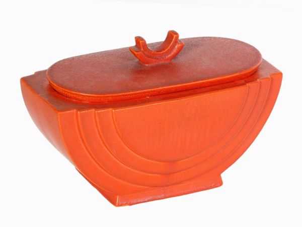 Angelo Biancini - A Red Earthenware Box, Società Ceramica Italiana Laveno, 1930-1940s