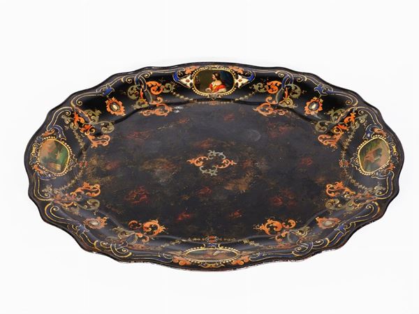 An Oval Lacquered Tole Tray