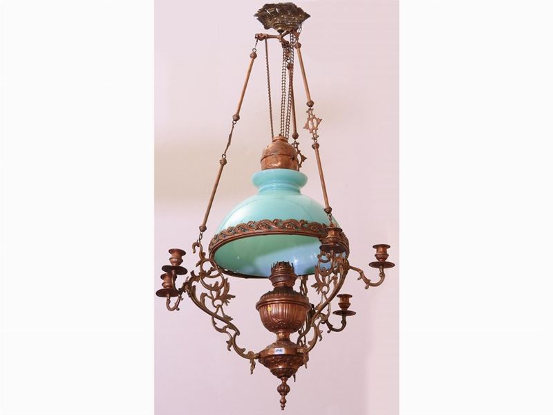 Lampadario a Petrolio in Rame