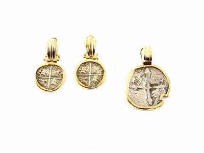Demi Parure Orecchini e Pendente in Oro Giallo e Bianco 585/1000
