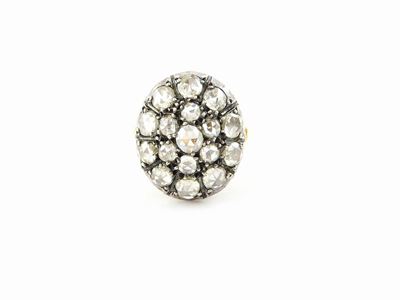 Anello in Oro Giallo e Argento con Diamanti