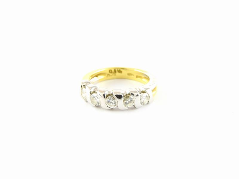 Fede in Oro Giallo e Bianco con Diamanti