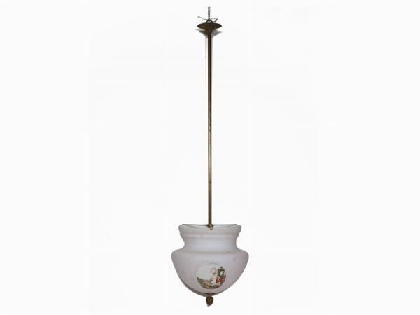 An Opaline Glass Pendant Lamp