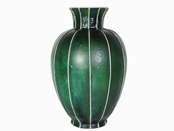 Grande vaso in terracotta smaltata verde