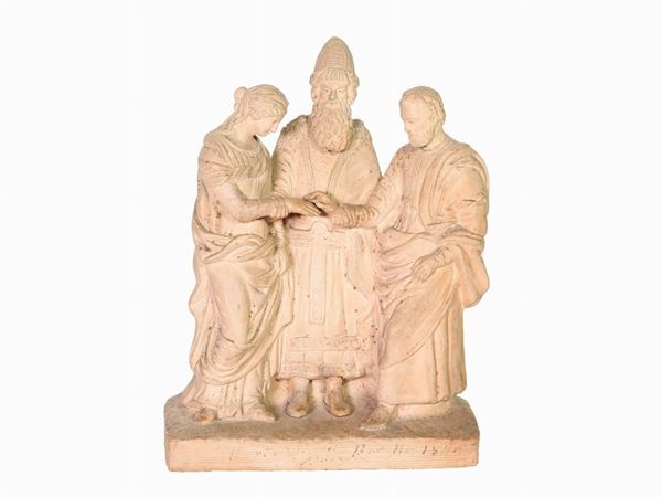 Gruppo in terracotta  (XIX secolo)  - Asta Arredi, argenteria e curiosità da una casa romana - I - Maison Bibelot - Casa d'Aste Firenze - Milano