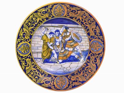 Piatto in Terracotta Smaltata a Lustro