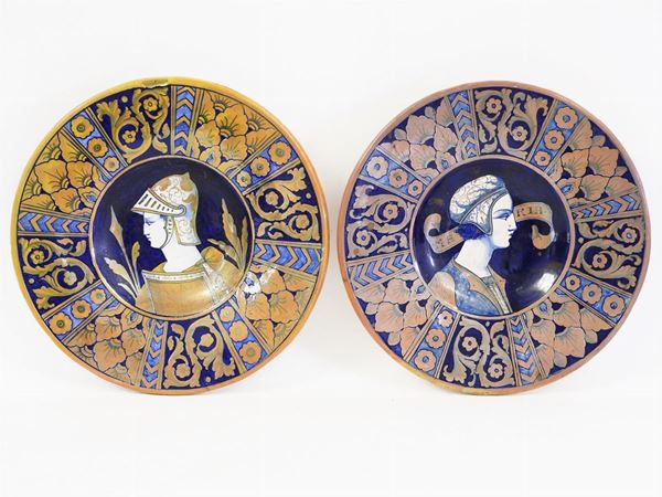 Two Lustred Earthenware Plates