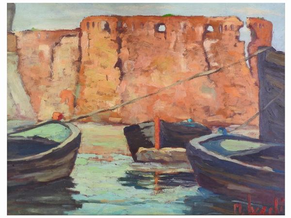Nedo Luschi : View of a Port  ((1917-2016))  - Auction Modern and Contemporary Art - II - Maison Bibelot - Casa d'Aste Firenze - Milano
