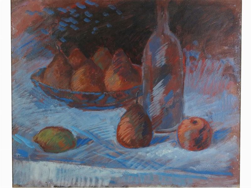 Quinto Martini - Natura Morta con Frutta e Bottiglia