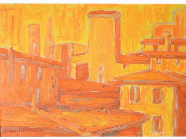 Dino Migliorini : Paesaggio in giallo  ((1907-2005))  - Asta Arte Moderna e Contemporanea / Una scelta di opere su carta dalla Collezione Vasile - II - Maison Bibelot - Casa d'Aste Firenze - Milano